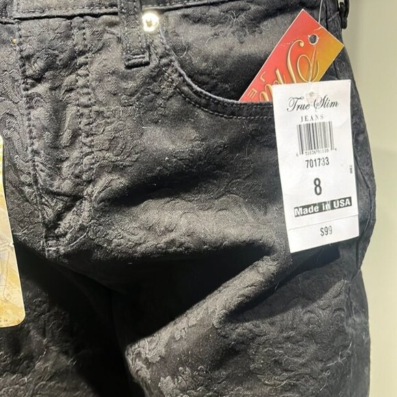 BALCK JAQUERRED JEANS TRUE SLIM. SIZE 8 - Picture 11 of 12
